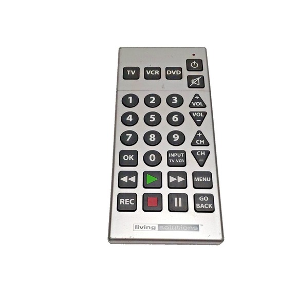 Living Solutions Other - Living Solutions Big Button Universal Remote Control TV VCR DVD Silver Tone